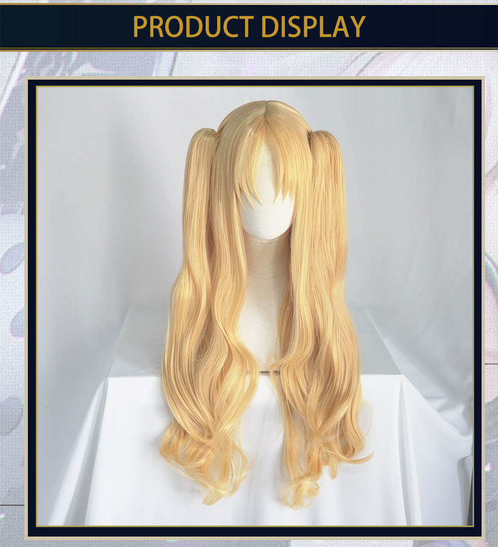 UWOWO Fate Grand Order Ereshkigal Cosplay Wig 80cm long Gold Double Tail Cosplay Hair