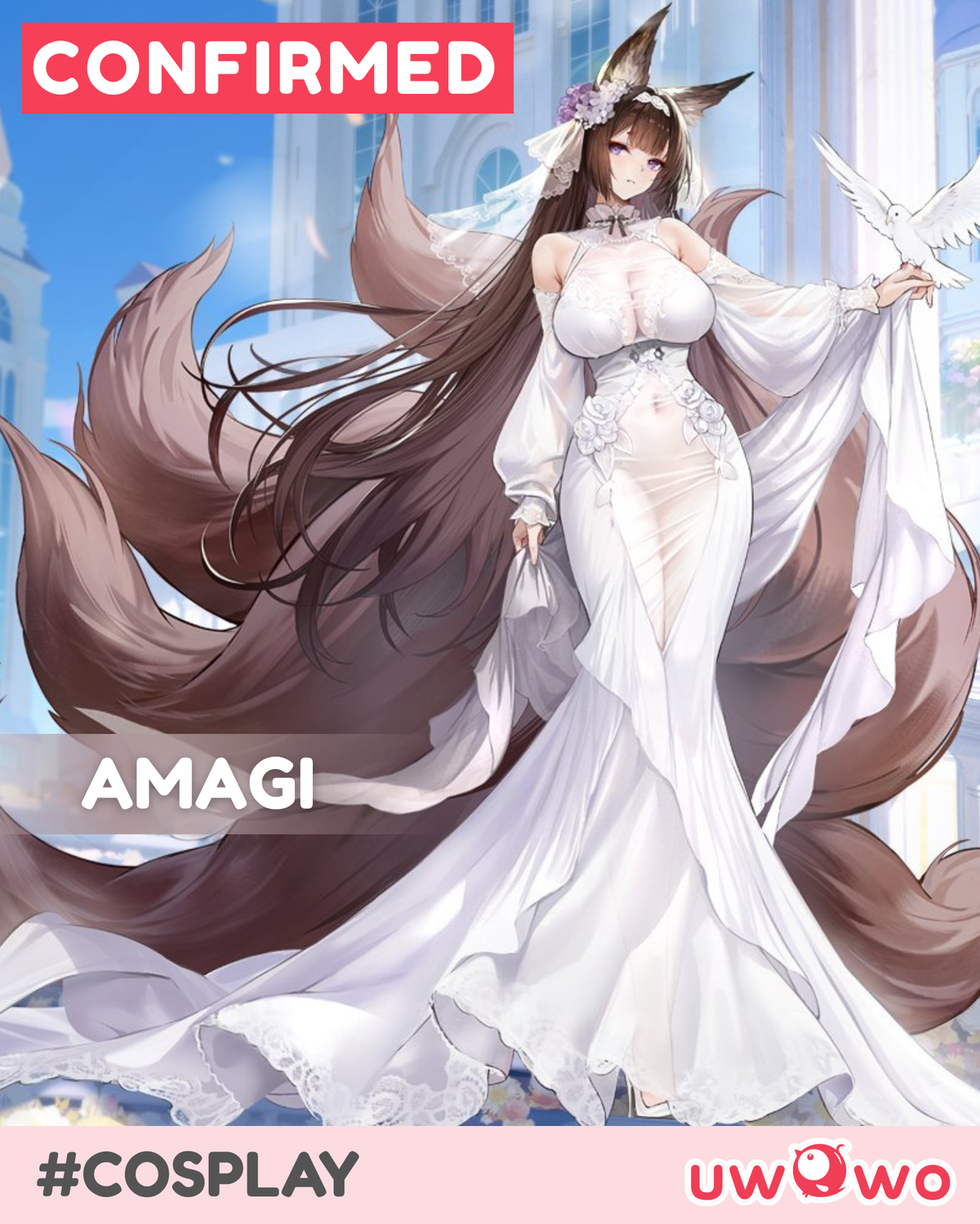 INSTOCK Uwowo Game Azur Lane Amagi Oath Skin Bride Wedding Boudoir Cosplay Costume