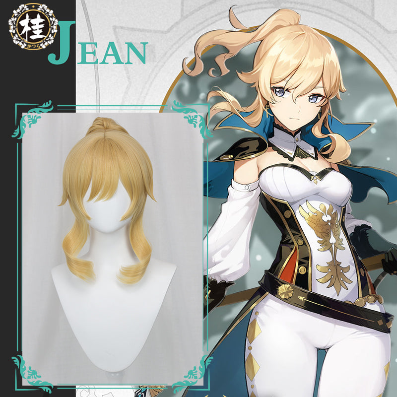 【Pre-sale】Uwowo Game Genshin Impact Jean The rigorous Dandelion Knight 40CM Gold Short Hair Ponytail Cosplay Wig