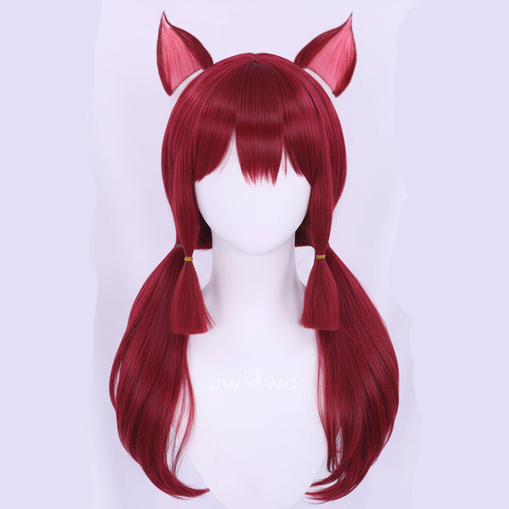 Uwowo Game Fox 2023 Cosplay Wig Long Wine Hair With Ears