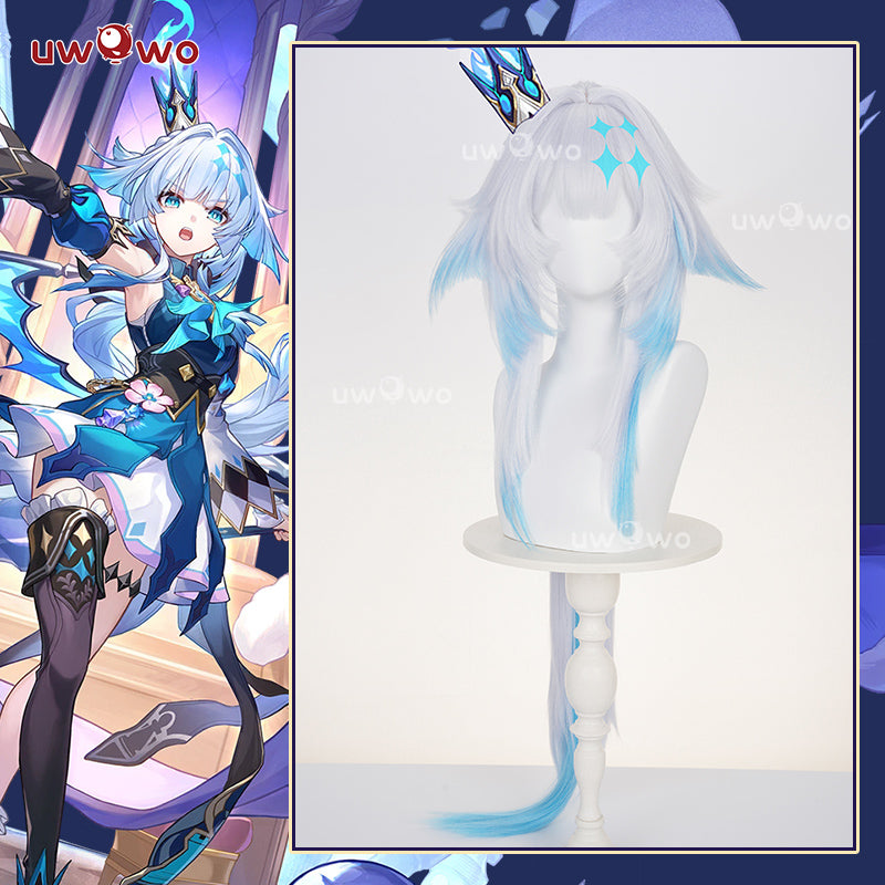 【Clearance】Uwowo Honkai Star Rail Cerydra Cosplay Wig Long Silver And Blue Hair
