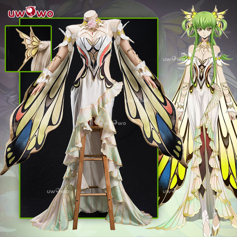 [Last Batch] INSTOCK S-3XL Uwowo Code Geass: C.C. CC Butterfly Gown Halloween Cosplay Costume