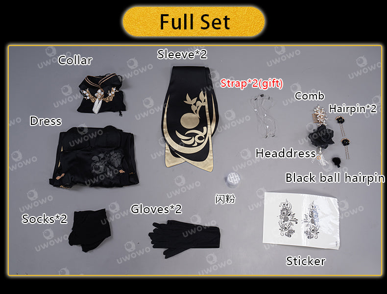 S-2XL Uwowo Game Azur Lane Chenhai Black Chinese Dress Cheongsam Sexy Cosplay Costume