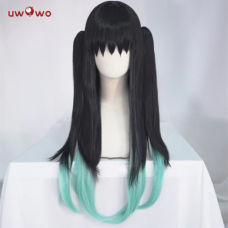 【Clearance】Uwowo Anime Cosplay Wig 48cm Black Wig Double Ponytails