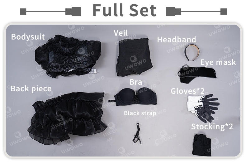 INSTOCK S-3XL Uwowo 2B Black Wedding Dress Bride Cosplay Costume