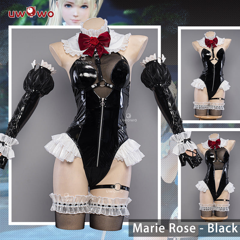 INSTOCK Uwowo Dead or Live DOA XVV Marie Rose Summer Swimsuit Black Sheer Bodysuit Cosplay Costume S-2XL