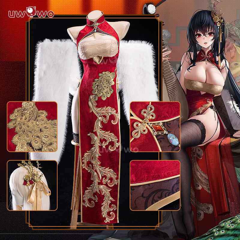INSTOCK Uwowo Azur Lane IJN Taihou New Year Red Qipao Cheongsam Boudoir Cosplay Costume S-3XL