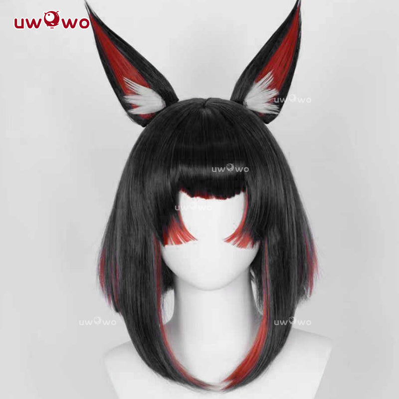 Uwowo Game Fox After Hours Mythic Variant Cosplay Wig Middle Black And Red Hair With Ears
