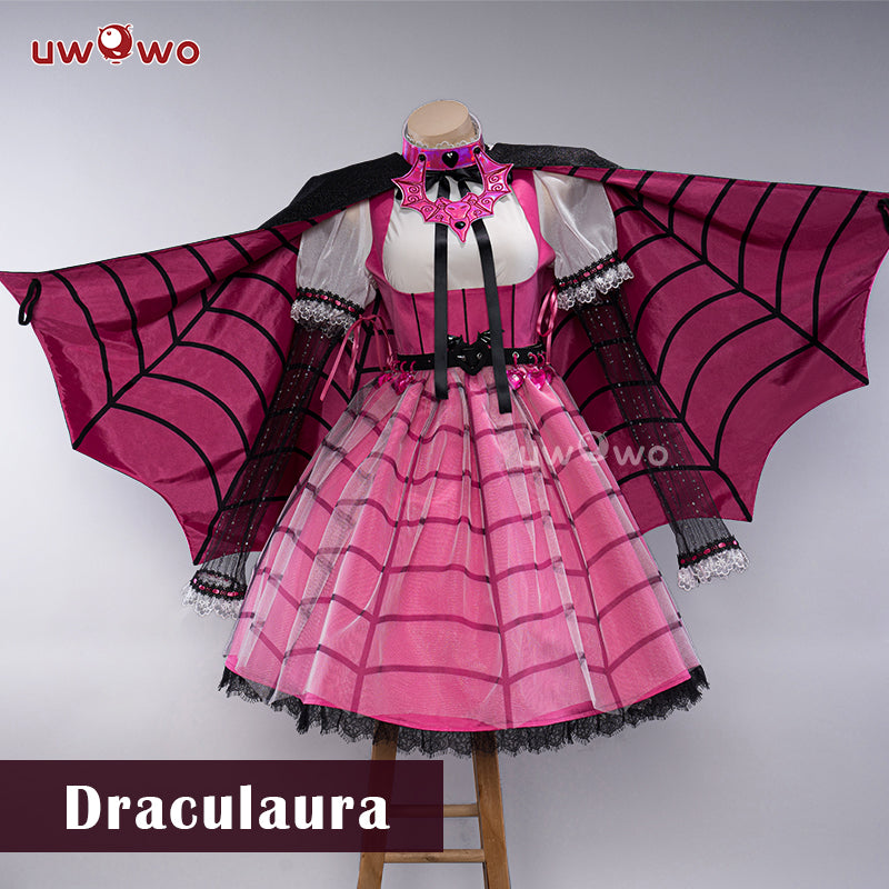 【In Stock】Uwowo Draculaura Vampire Spiderweb Cape Beret Gothic Dress Halloween Cosplay Costume