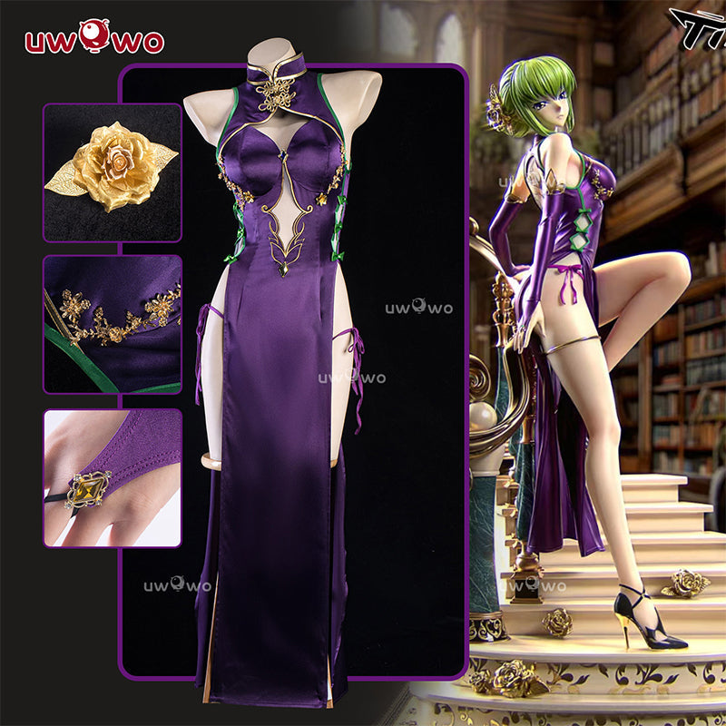 [Last Batch] INSTOCK-Uwowo Code Geass: C.C. CC Purple Cheongsam Cosplay Costume