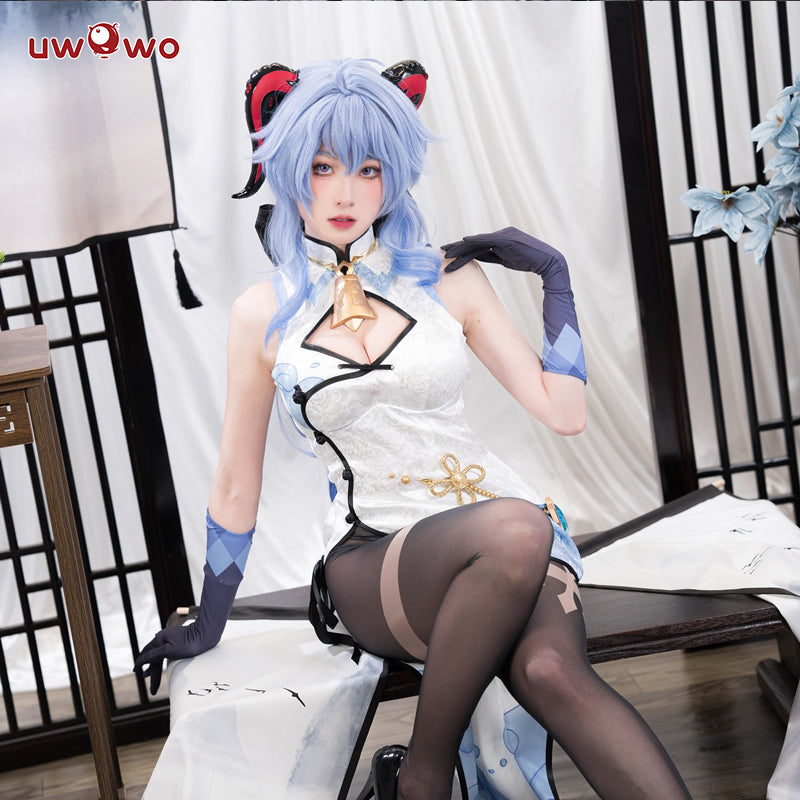 INSTOCK S-3XL Uwowo Genshin Impact Fanart: Ganyu Qipao Chinese Dress Cosplay Costumes S-3XL