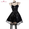 Uwowo Collab Serie: Anime Death Note Misa Amane Gothic Punk Leather Dress Halloween Cosplay Costume