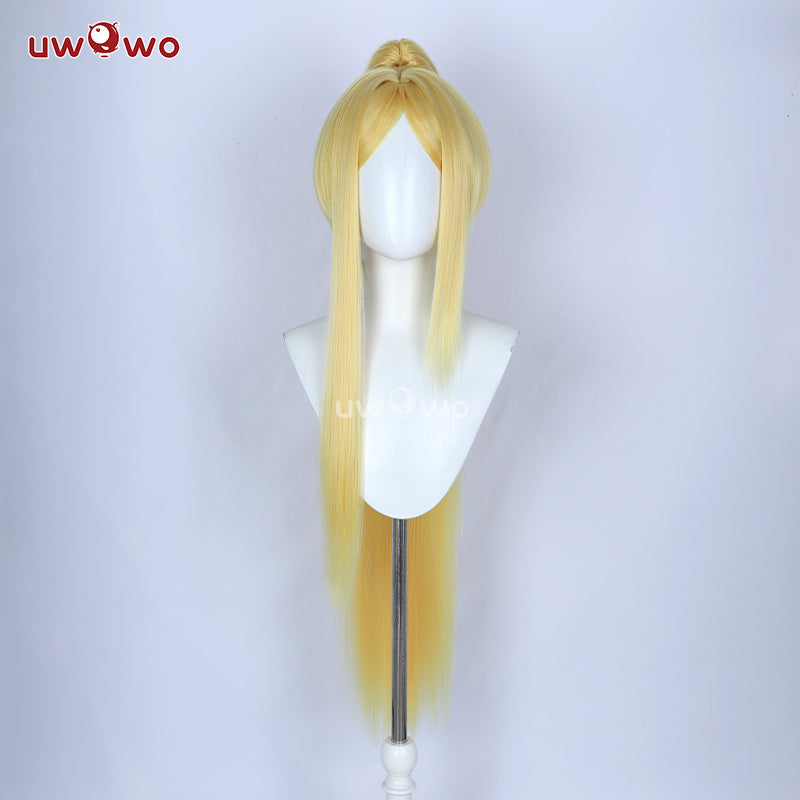 Uwowo Commander White Mercy Skin Cosplay Wig Long Yellow Hair