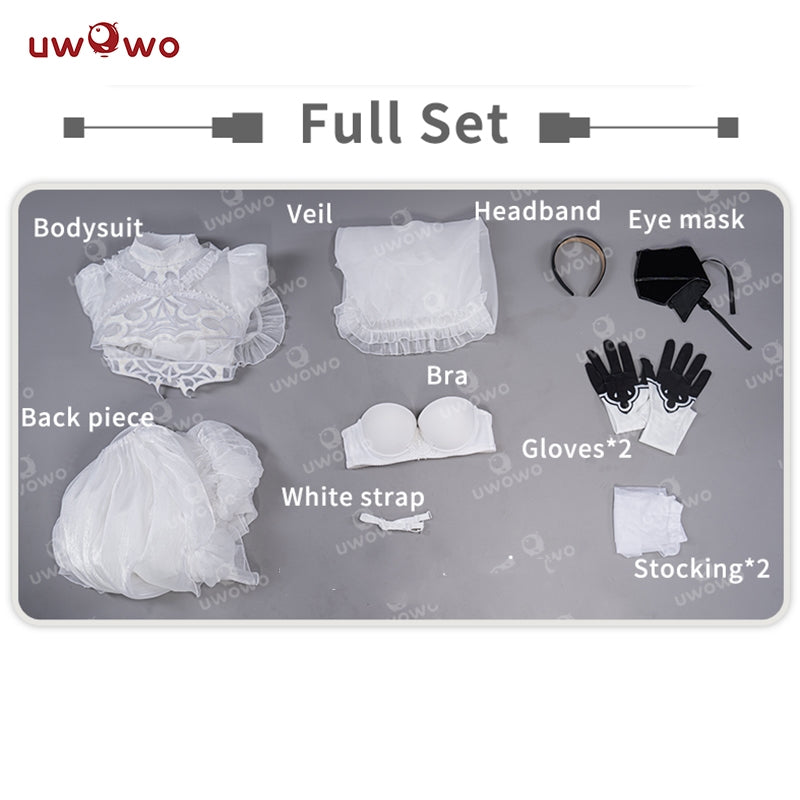 【Special Discount】 Uwowo 2B White Wedding Dress Bride Cosplay Costume
