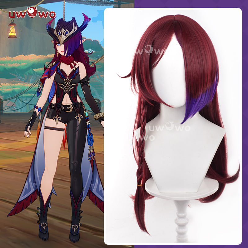 Uwowo Game Genshin Impact Chasca Wig Long Wine Hair