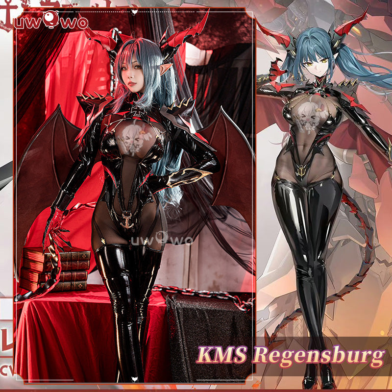 INSTOCK S-3XL Uwowo Azur Lane KMS Regensburg Darksteel Dragon Iron Blood Sheer Black Bodysuit Halloween Cosplay Costume