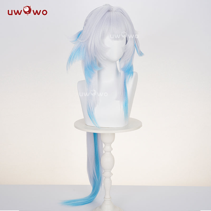 【Clearance】Uwowo Honkai Star Rail Cerydra Cosplay Wig Long Silver And Blue Hair