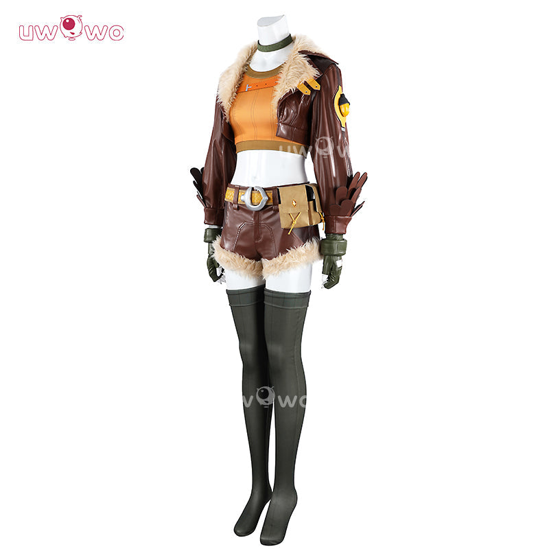 Uwowo Collab Series: Game Cosplay Women Leather Coat  Brown Cosplay Costume