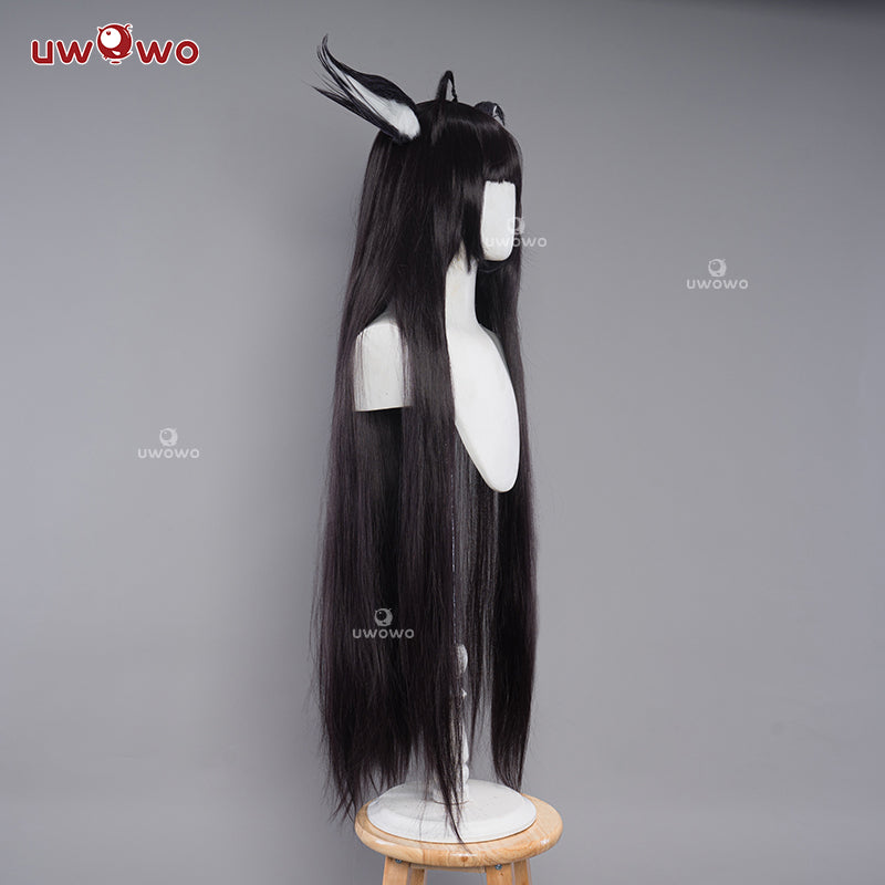 Uwowo Game Azur Lane IJN Musashi Kimono Fox Cosplay Wig With Ears Dark Purple Hair