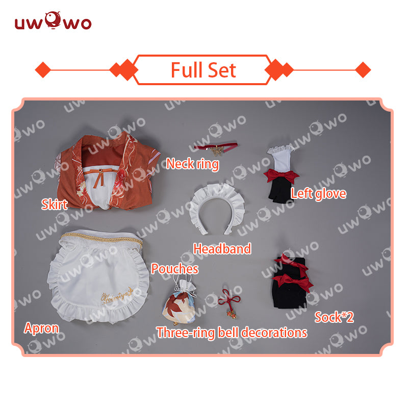 INSTOCK S-3XL Uwowo Genshin Impact Fanart Costume Yoimiya Maid Dress Cosplay Costume