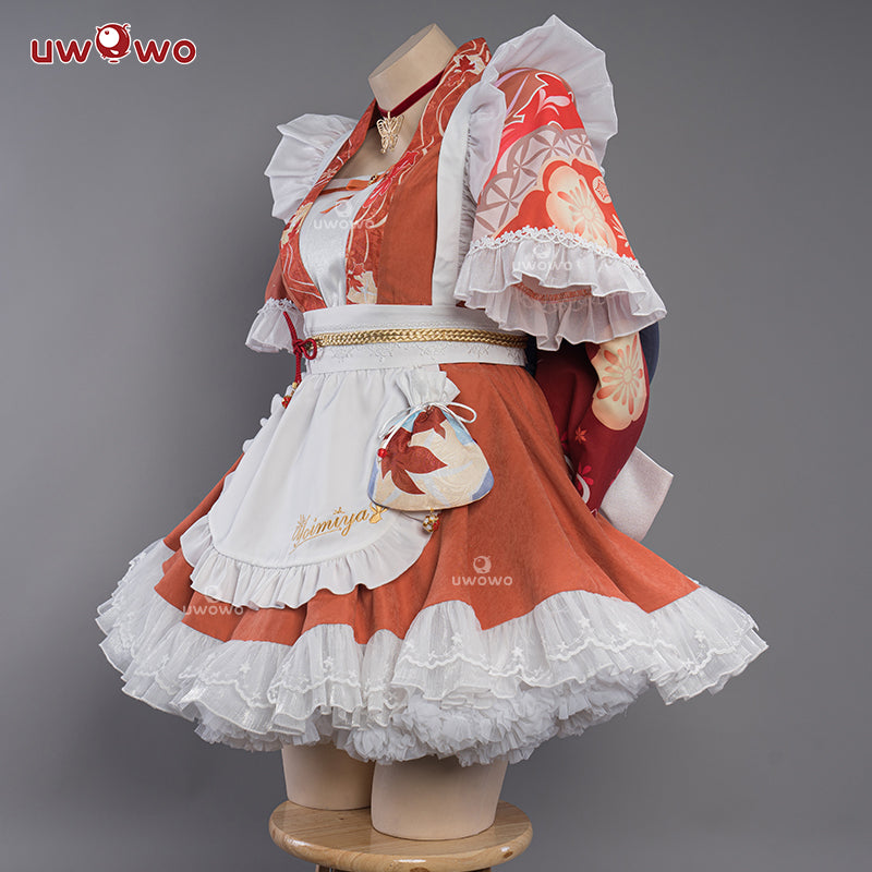 INSTOCK S-3XL Uwowo Genshin Impact Fanart Costume Yoimiya Maid Dress Cosplay Costume