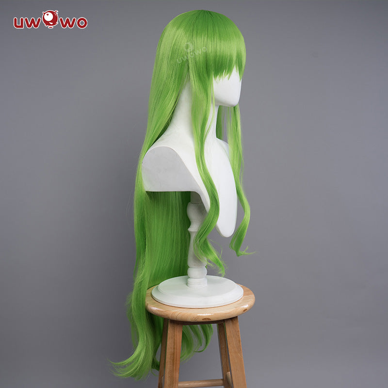 Uwowo Anime Code Geass Fanart: C.C. Black Bride Lelouch Lamperouge Suit Couple Cosplay Wig 100cm Long Green Hair