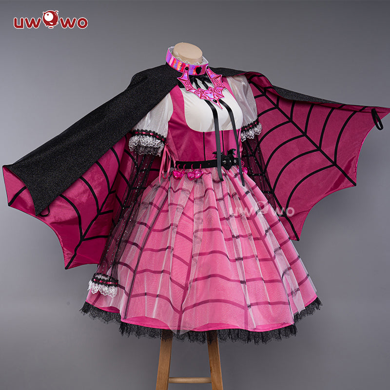 【In Stock】Uwowo Draculaura Vampire Spiderweb Cape Beret Gothic Dress Halloween Cosplay Costume