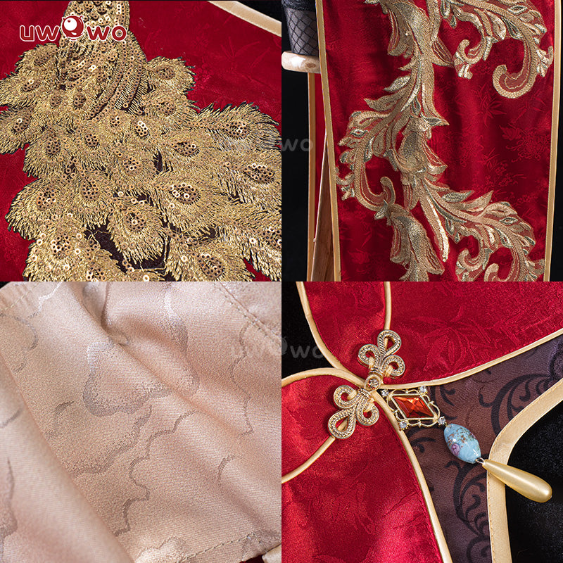 INSTOCK Uwowo Azur Lane IJN Taihou New Year Red Qipao Cheongsam Boudoir Cosplay Costume S-3XL