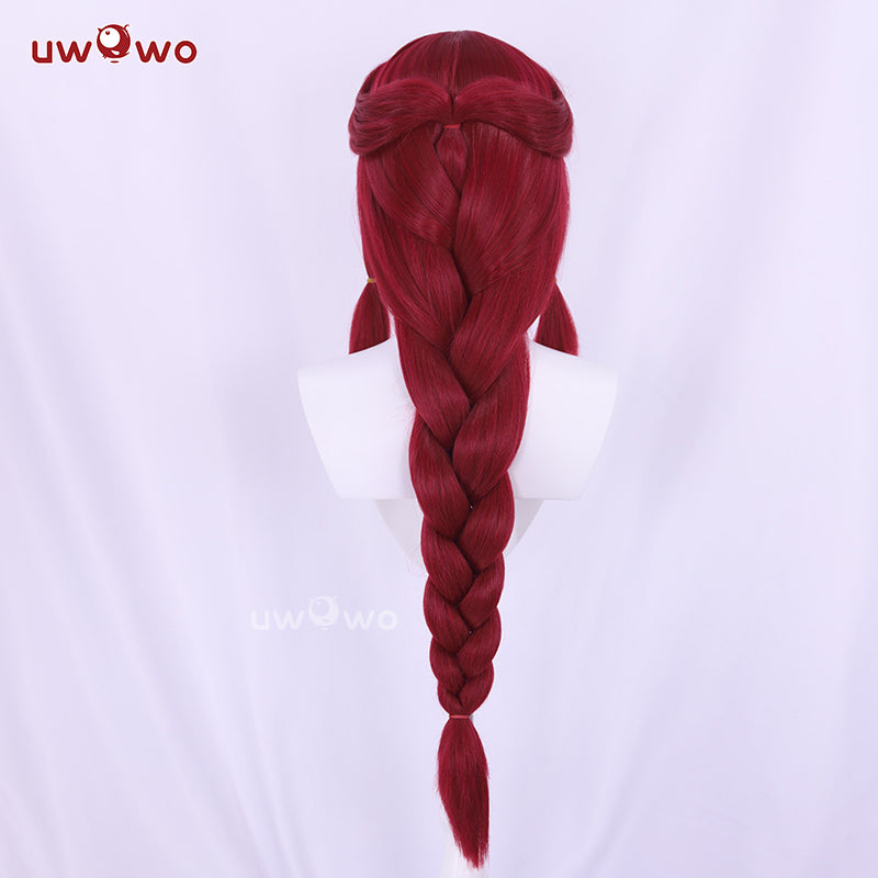 Uwowo Game Fox 2023 Cosplay Wig Long Wine Hair With Ears