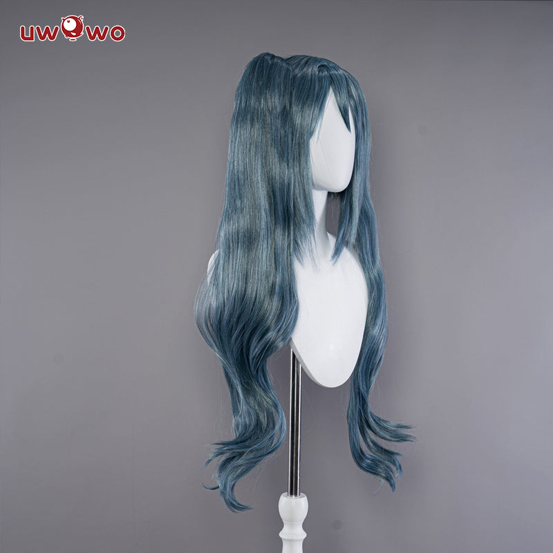 Uwowo Azur Lane KMS Regensburg Darksteel Dragon Iron Blood Sheer 18+ Sexy Cosplay Wig Light Blue Long Hair With Ponytails