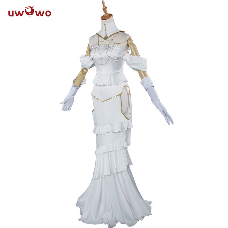 S-3XL Uwowo Anime Overlord Albedo Cosplay Plus Size White Dress Costume