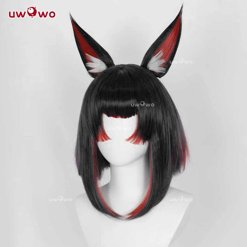 Uwowo Game Fox After Hours Mythic Variant Cosplay Wig Middle Black And Red Hair With Ears