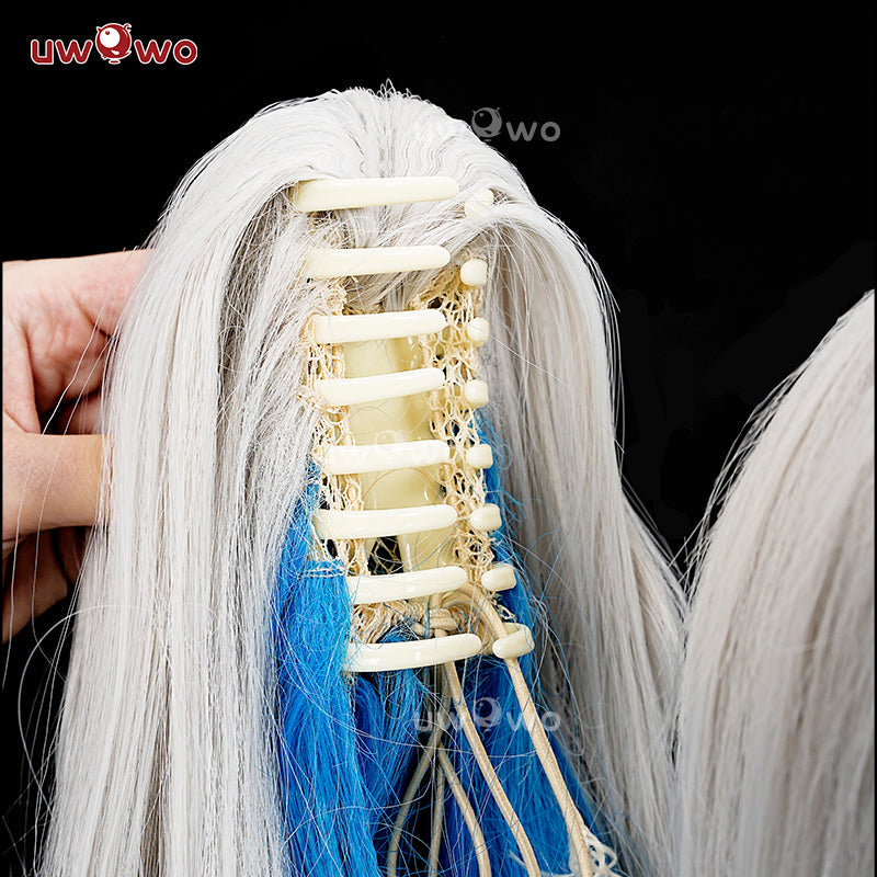 Uwowo Genshin Impact Natlan Mualani Cosplay Wig Long Grey Hair