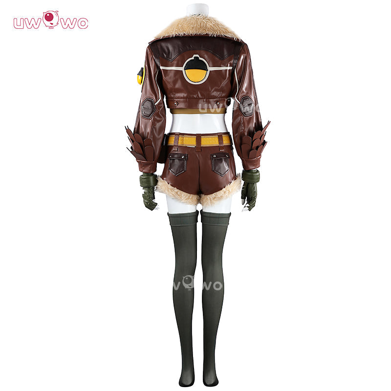 Uwowo Collab Series: Game Cosplay Women Leather Coat  Brown Cosplay Costume