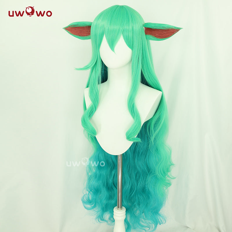 Uwowo Game Star Series Cosplay Wig Long Green Hair With Ears