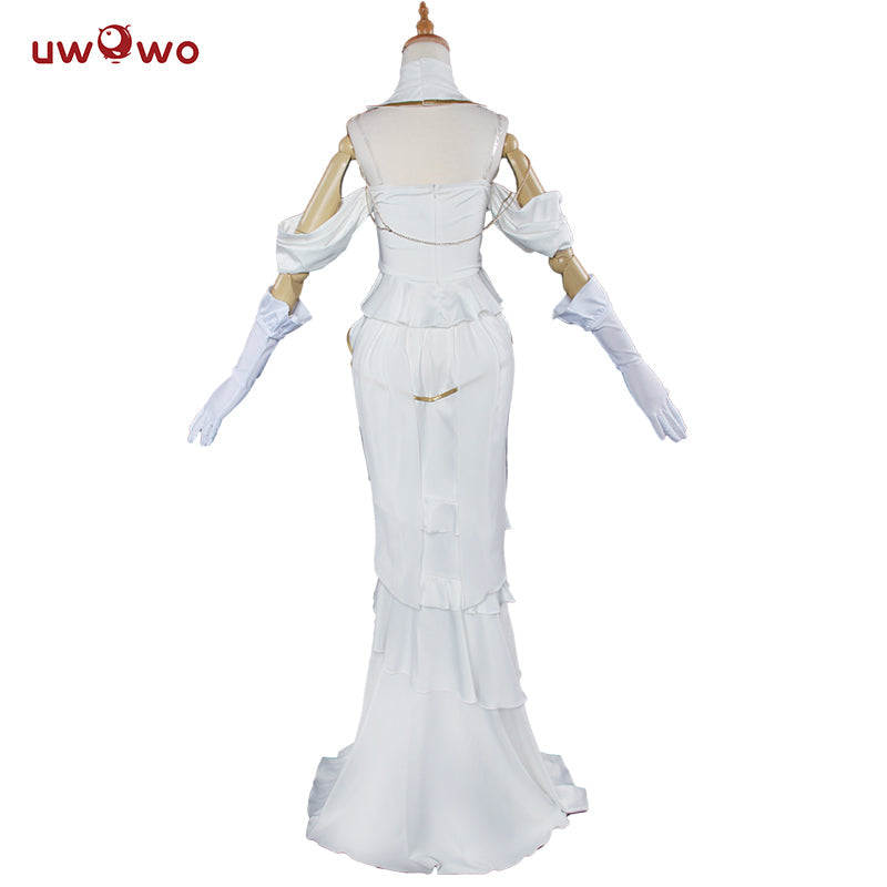 S-3XL Uwowo Anime Overlord Albedo Cosplay Plus Size White Dress Costume