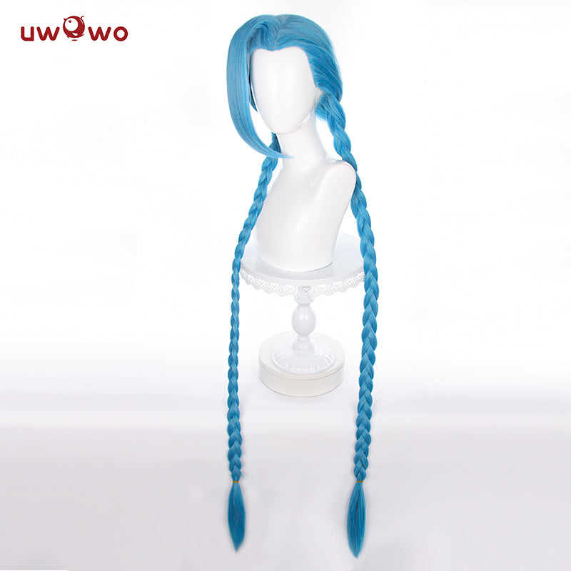 Uwowo Game Cosplay Wig Jinx wig Long Blue Hair