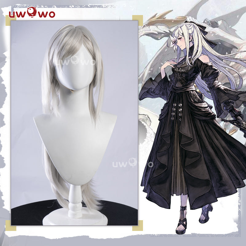 Uwowo NieR Reincarnation x Drakengard3 Zero Progenitor Divergent Sister Cosplay Wig Long Silver Hair