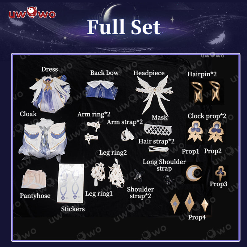 INSTOCK Uwowo Genshin Impact Columbina 'Damselette' Snezhnaya Cosplay Costume S-3XL