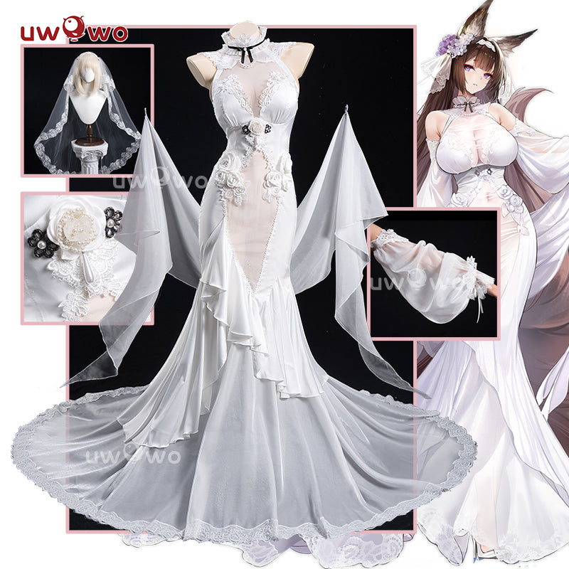 INSTOCK Uwowo Game Azur Lane Amagi Oath Skin Bride Wedding Boudoir Cosplay Costume