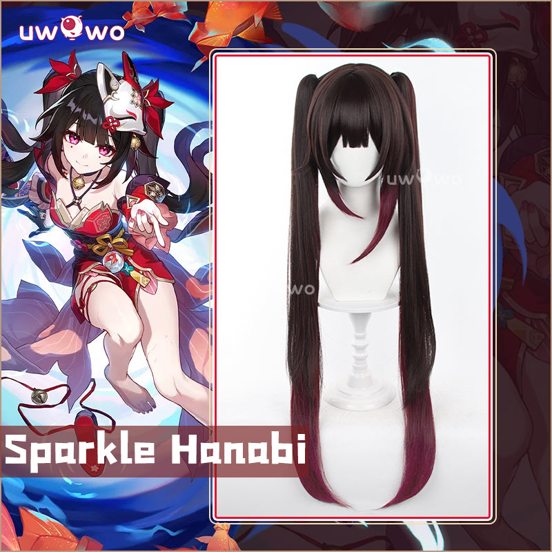 Uwowo Game Honkai: Star Rail Sparkle Hanabi Cosplay Wig Long Dark Brown Hair