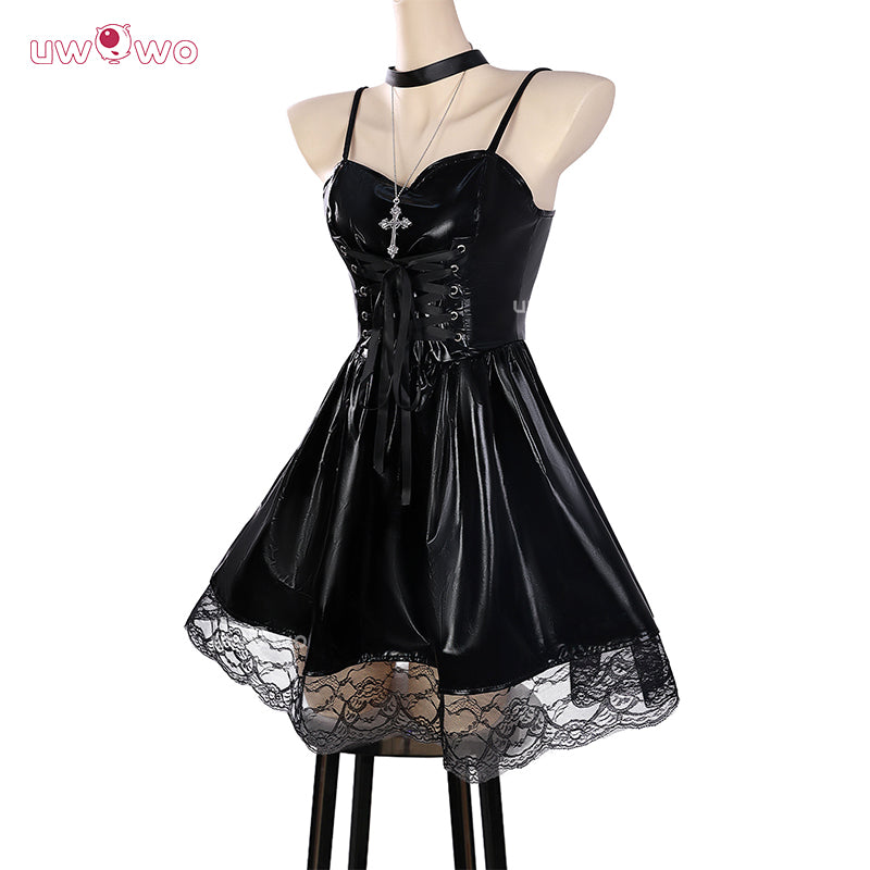 Uwowo Collab Serie: Anime Death Note Misa Amane Gothic Punk Leather Dress Halloween Cosplay Costume
