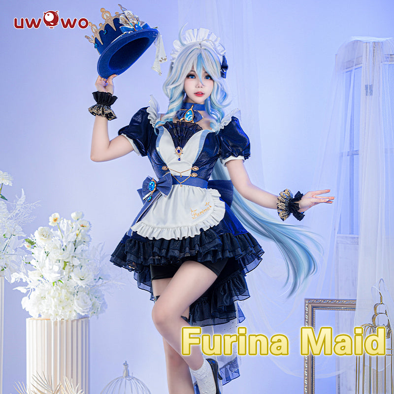 INSTOCK S-3XL Uwowo Genshin Impact Fanart Furina Focalors Hydro Archon Maid Cosplay Costume