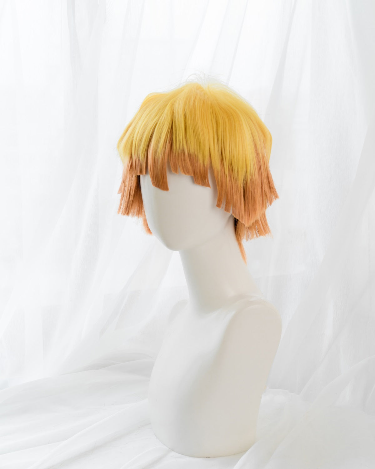 Uwowo Anime Zenitsu Cosplay Wig 25cm Short Yellow Orange Gradient Wig
