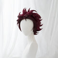 【Clearance】Uwowo Anime Tanjirou Cosplay Wig  Corps Uniform Wig 25cm Short Wine Red Wig