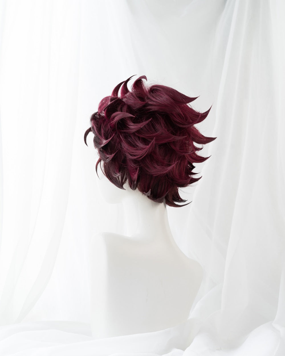 【Clearance】Uwowo Anime Tanjirou Cosplay Wig  Corps Uniform Wig 25cm Short Wine Red Wig