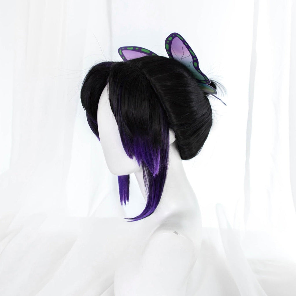 Uwowo Anime Kochou Cosplay Wig 23cm Short Black Purple Gradient Corps