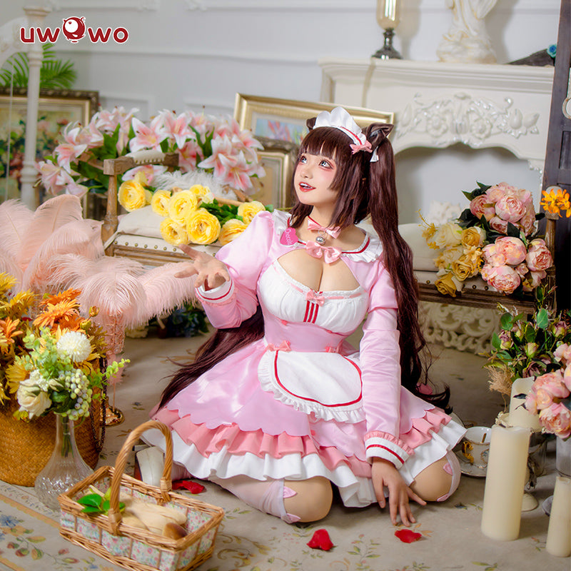 INSTOCK Uwowo Game Nekopara vol.4 Chocola Maid Dress Cosplay Costume Cute Pink Dress