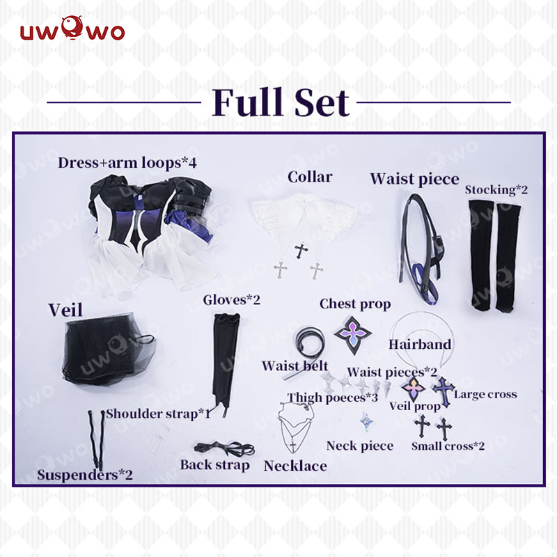 【In Stock】Uwowo Game Honkai Star Rail Fanart Black Swan Nun Halloween Cosplay Costume