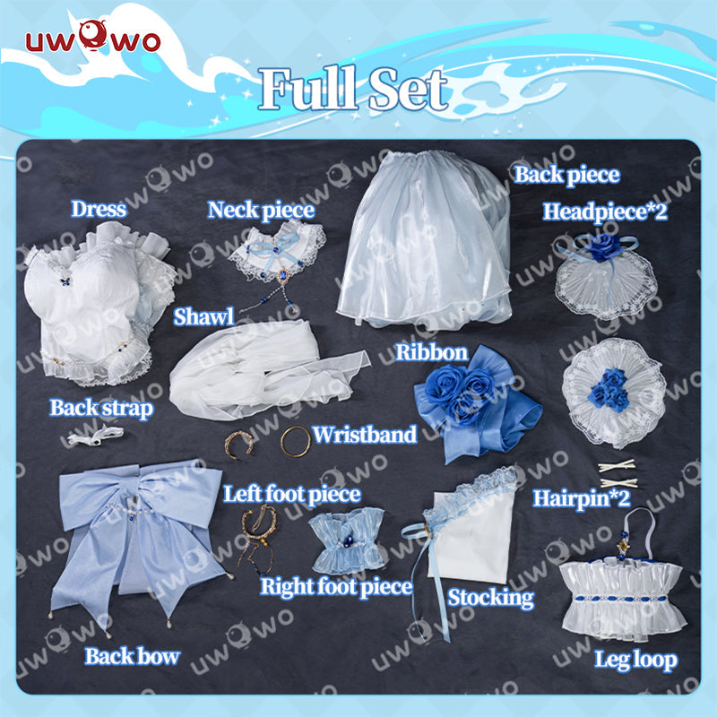 [Last Batch]【In Stock】Uwowo Genshin Impact Fanart Furina Focalors White Angel Lolita Dress Cosplay Costume